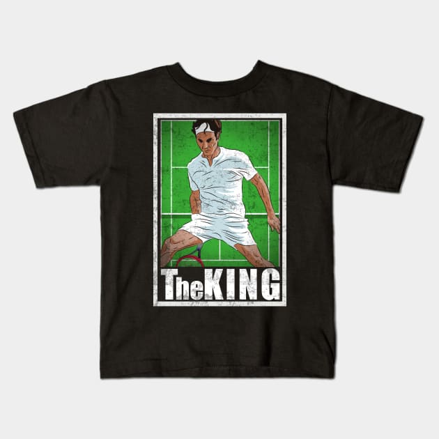 Federer Tennis Player Hero Vintage The King Kids T-Shirt by TEEWEB